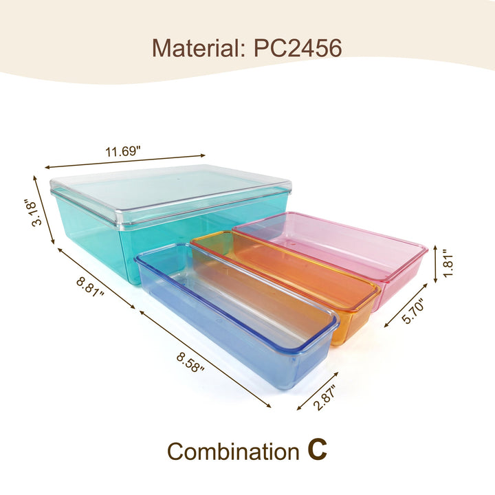 Clear Removable PC Storage Box with Colorful Dividers | Organizer Container - MOSSRIVER