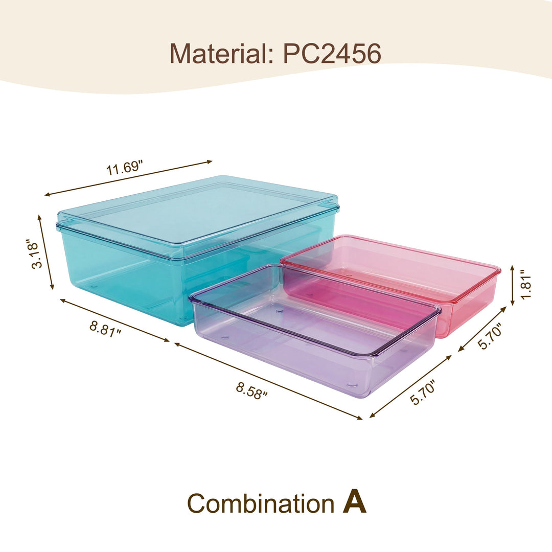 Clear Removable PC Storage Box with Colorful Dividers | Organizer Container - MOSSRIVER