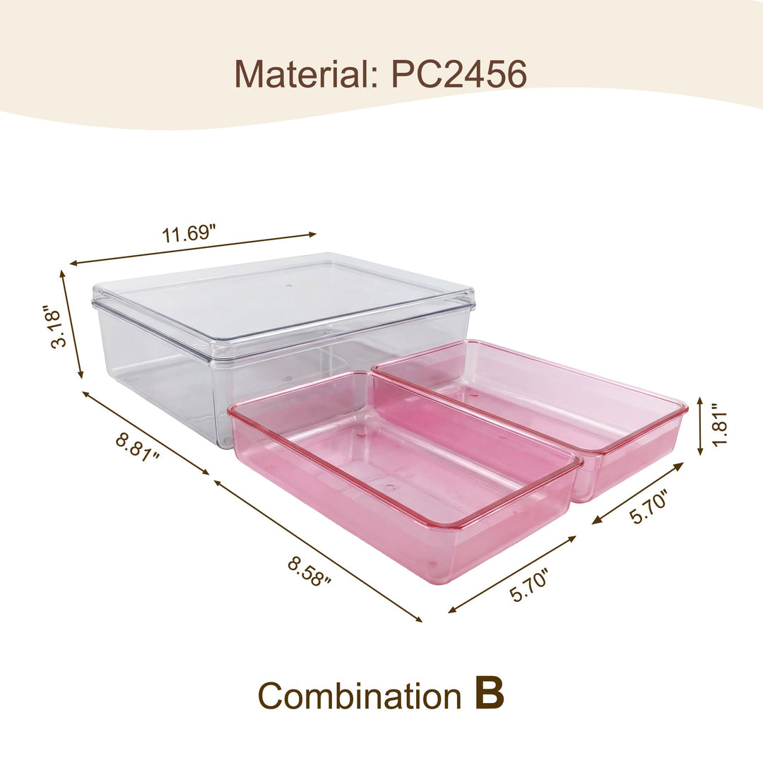 Clear Removable PC Storage Box with Colorful Dividers | Organizer Container - MOSSRIVER