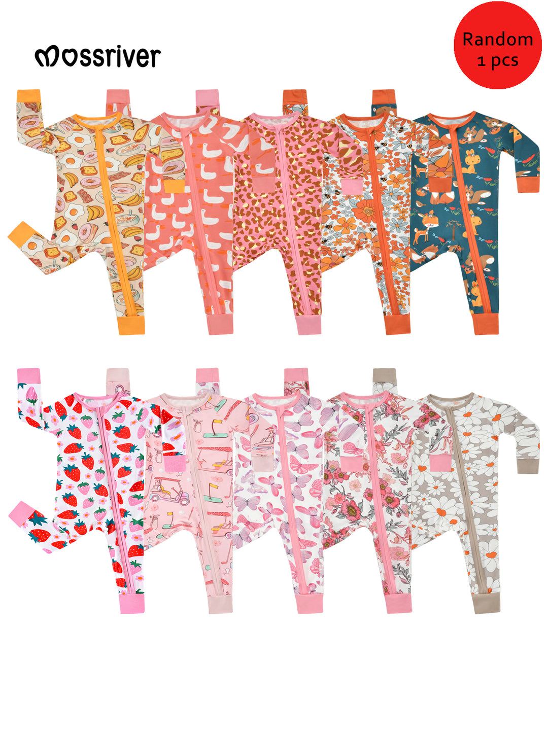 Slim Fit Long-Sleeve Zip Baby One-Piece Blind Box - Girls