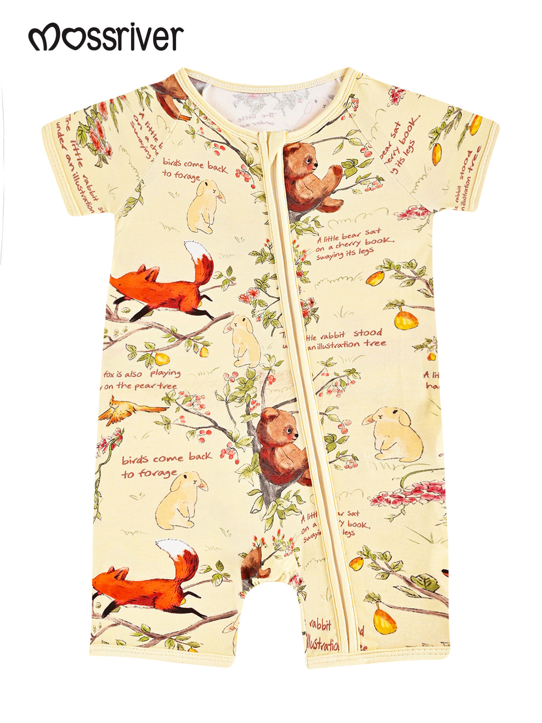 Bamboo Short-Sleeve Baby One-Piece Animal Jungle Print