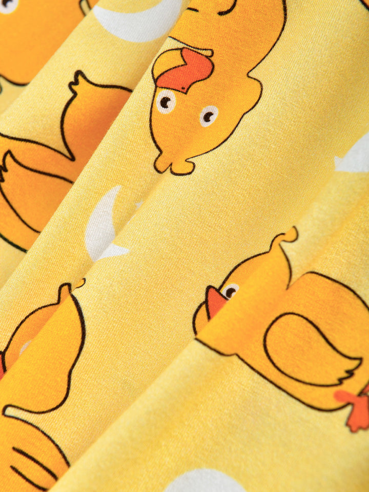Bamboo Short-Sleeve Kid Pajama Two-Piece Yellow Duckling