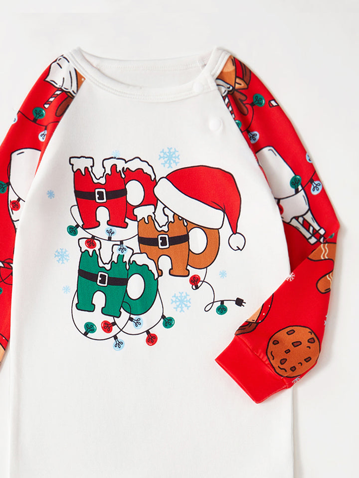 Christmas Family Matching Long-Sleeve Baby One-Piece Christmas Ho Ho Ho and Cookies Print
