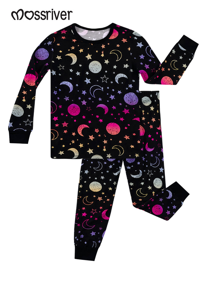 Bamboo Long-Sleeve Kid's Two-Piece Starry Night Sky Print