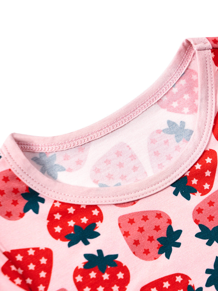 Big Strawberry Print Bamboo Baby Pajamas