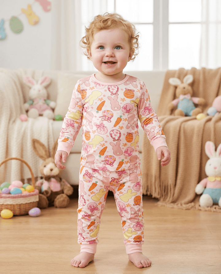 Easter Bunny Carrot Print Baby Pajamas - MOSSRIVER