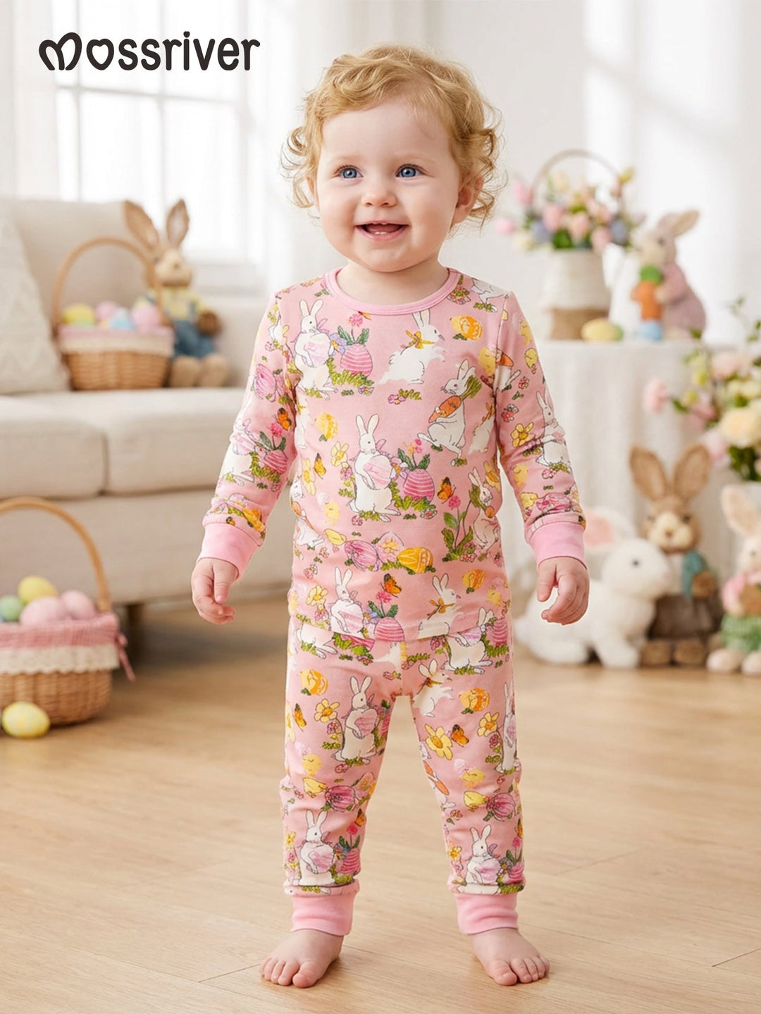Easter Bunny Print Bamboo Pajamas - MOSSRIVER