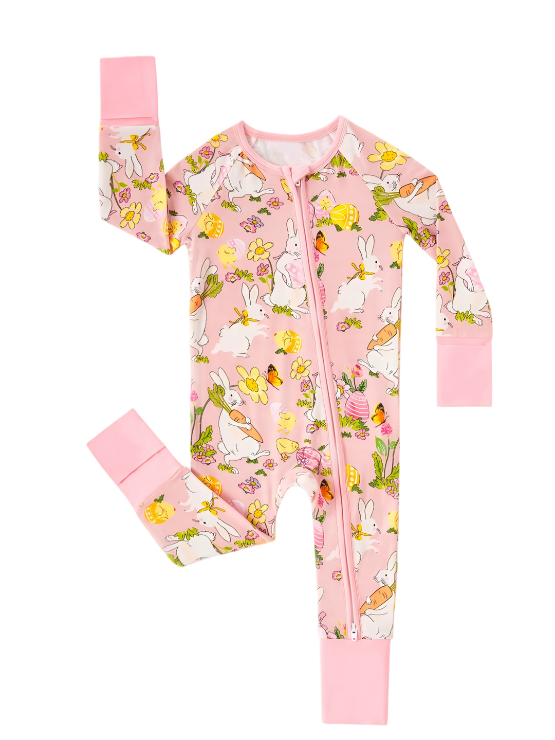 Easter Egg Rabbit Footies Mitten Long - Sleeve Baby One - Piece Double Zipper - MOSSRIVER