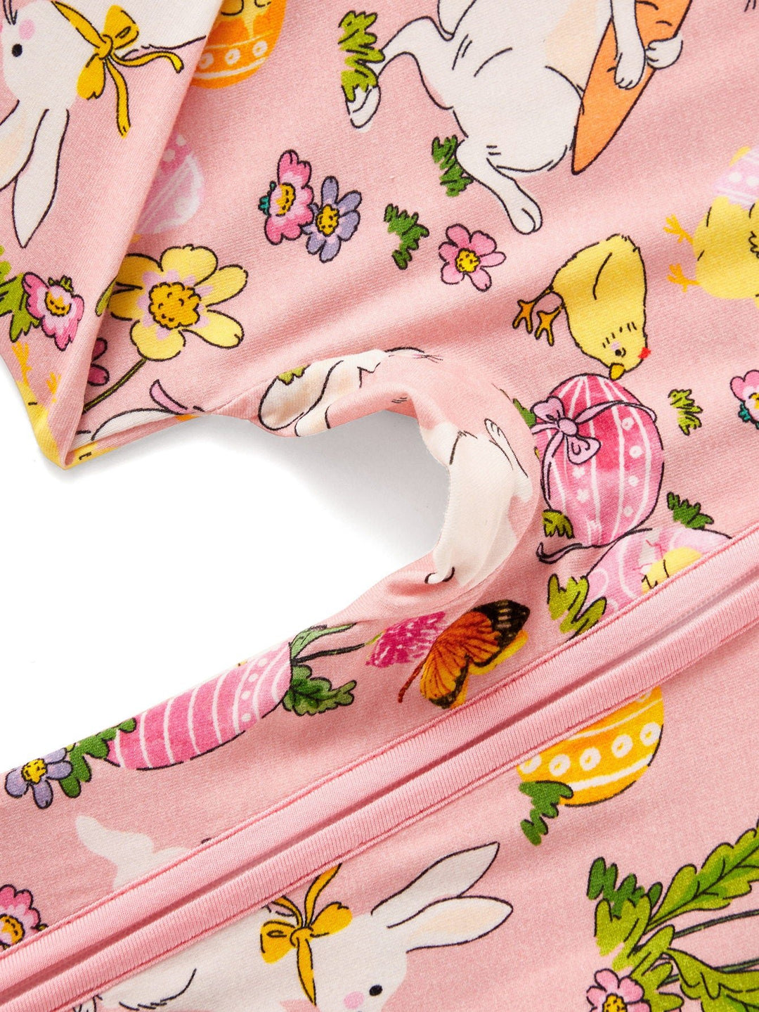 Easter Egg Rabbit Footies Mitten Long - Sleeve Baby One - Piece Double Zipper - MOSSRIVER