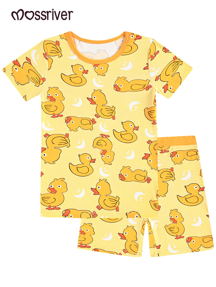 Bamboo Short-Sleeve Kid Pajama Two-Piece Yellow Duckling