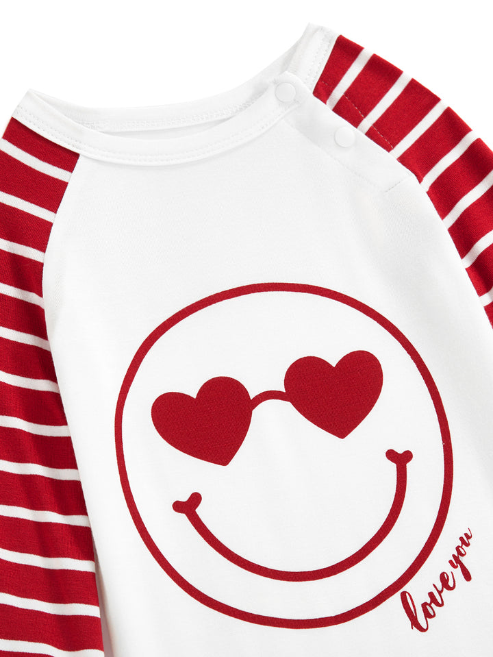 Smile Print Long-Sleeve Baby One-Piece