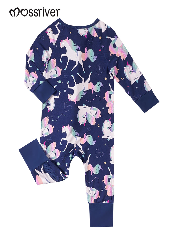 Little Pony Print Long-Sleeve Baby One-Piece
