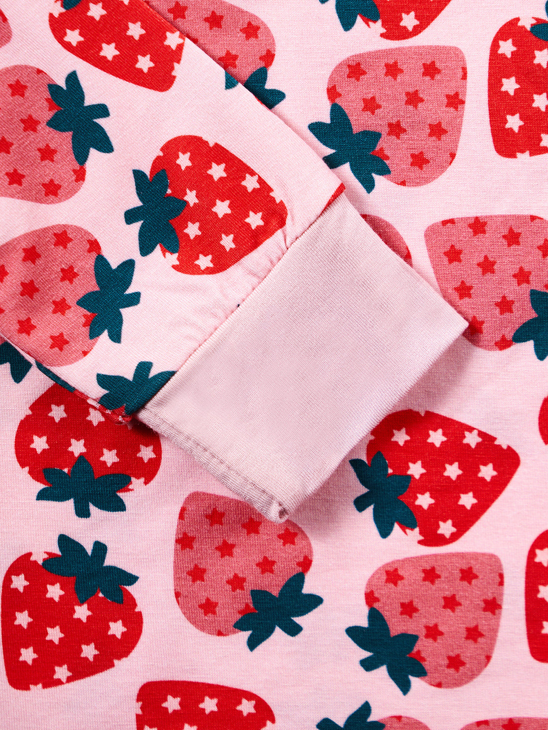 Big Strawberry Print Bamboo Baby Pajamas