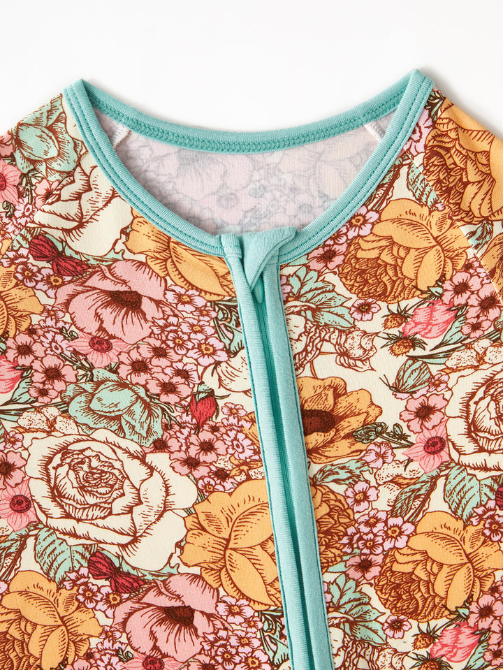 Bamboo Short-Sleeve Baby One-Piece Rose Bouquet