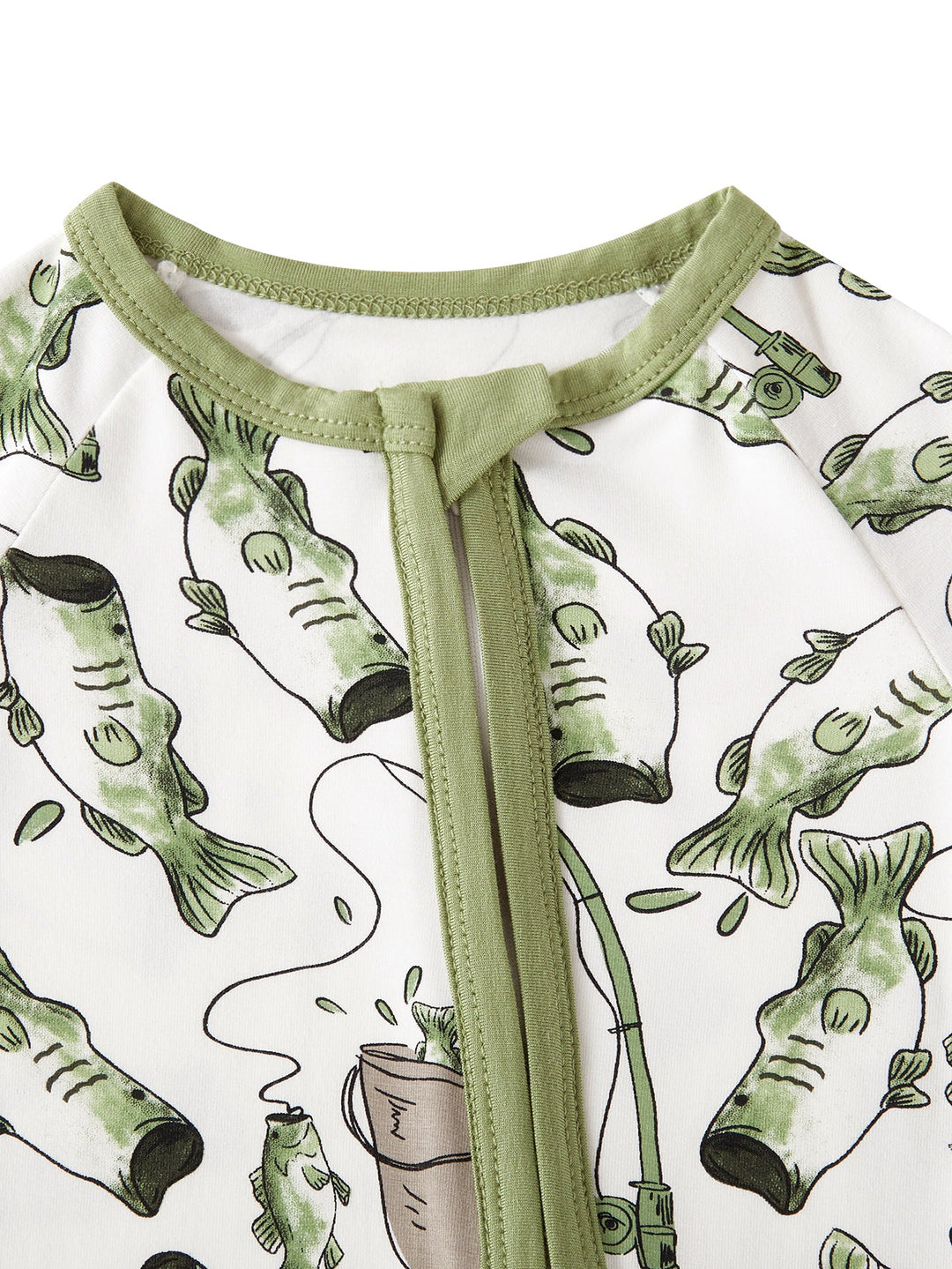 Fishing Print Baby One - Piece Long - Sleeve Zipper - MOSSRIVER