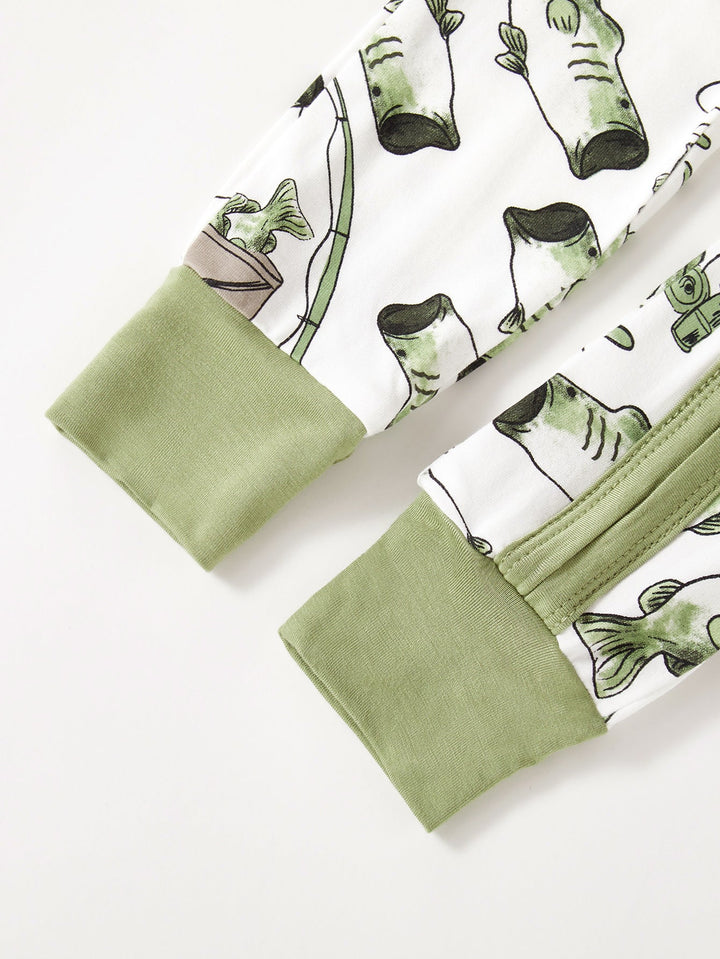 Fishing Print Baby One - Piece Long - Sleeve Zipper - MOSSRIVER