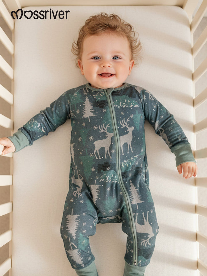 Footies Mitten Double - Zipper Forest elk Print - MOSSRIVER