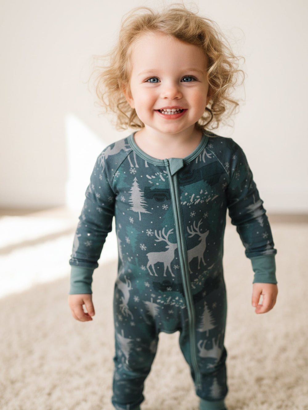 Footies Mitten Double - Zipper Forest elk Print - MOSSRIVER