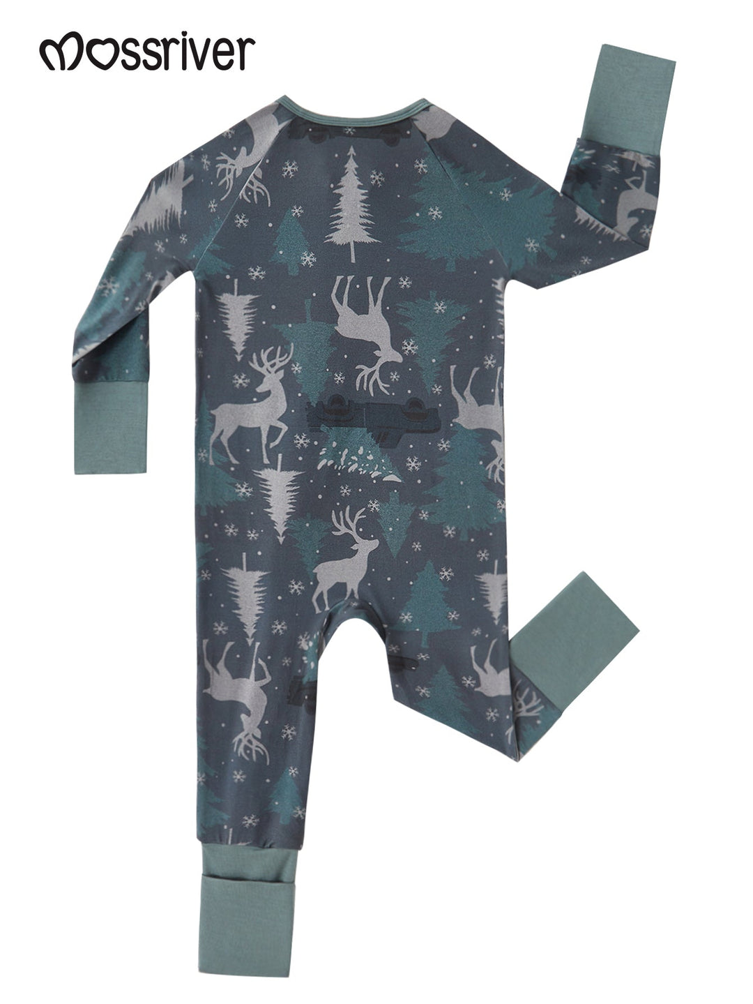 Footies Mitten Double - Zipper Forest elk Print - MOSSRIVER
