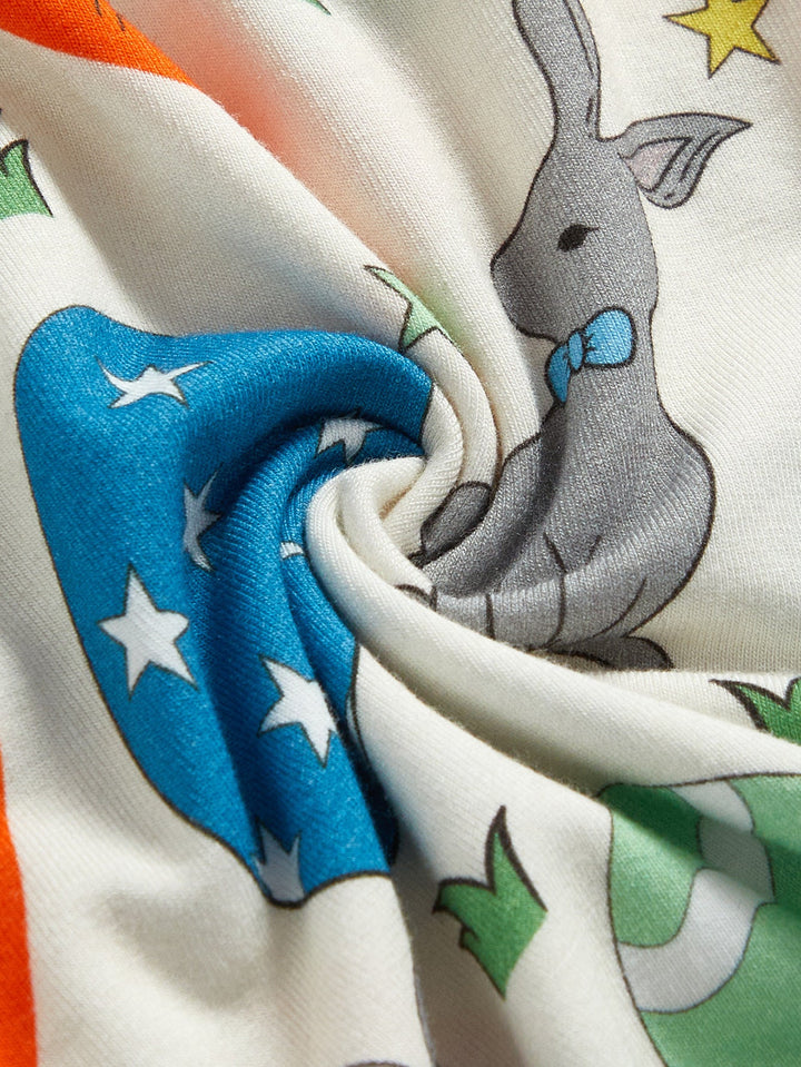 Footies Mitten Long - Sleeve Baby One - Piece Easter Bunny Egg Print Double Zipper - MOSSRIVER