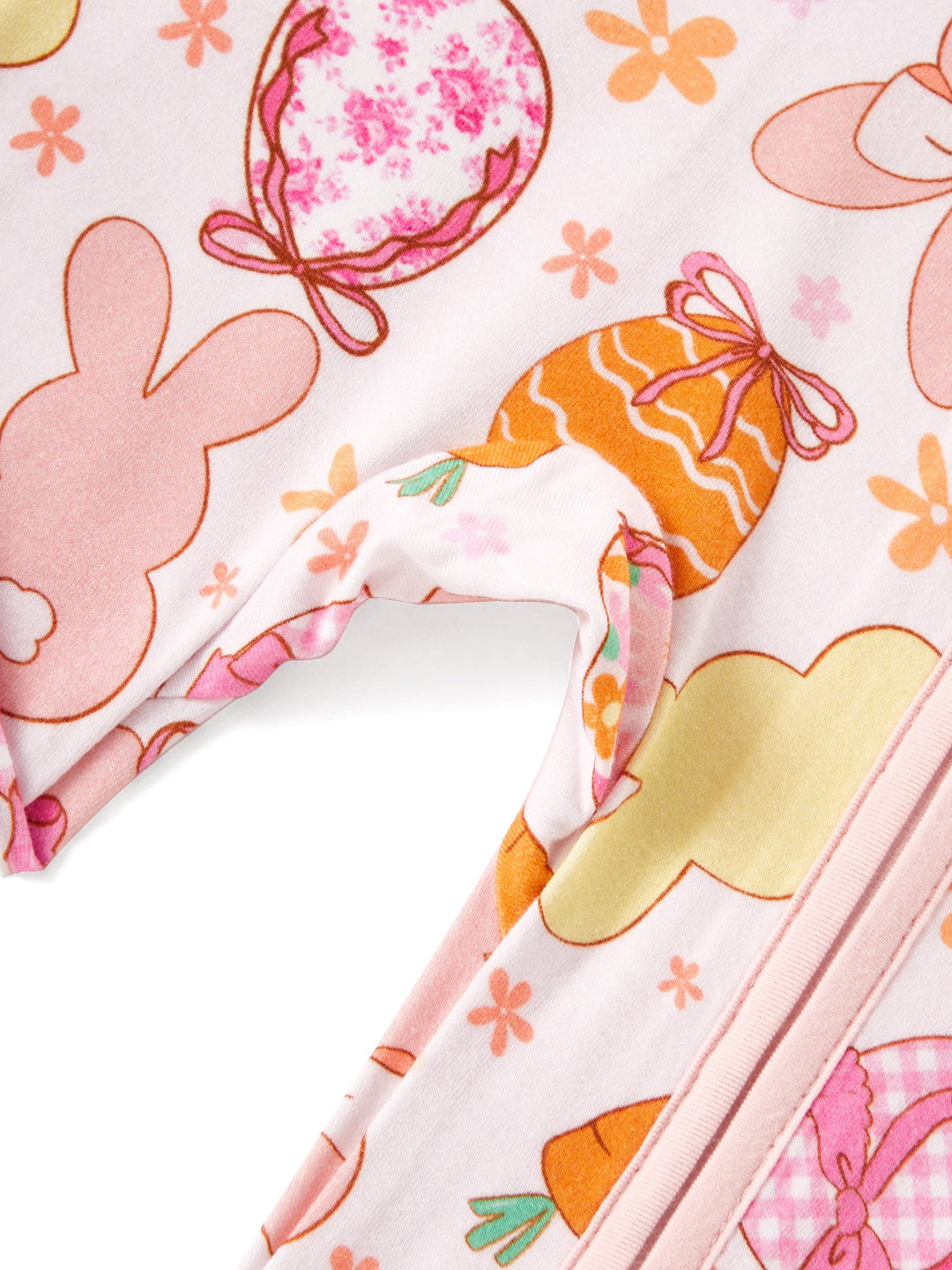 Footies Mitten Long - Sleeve Baby One - Piece Easter Eggs Bunny Double - Zipper - MOSSRIVER