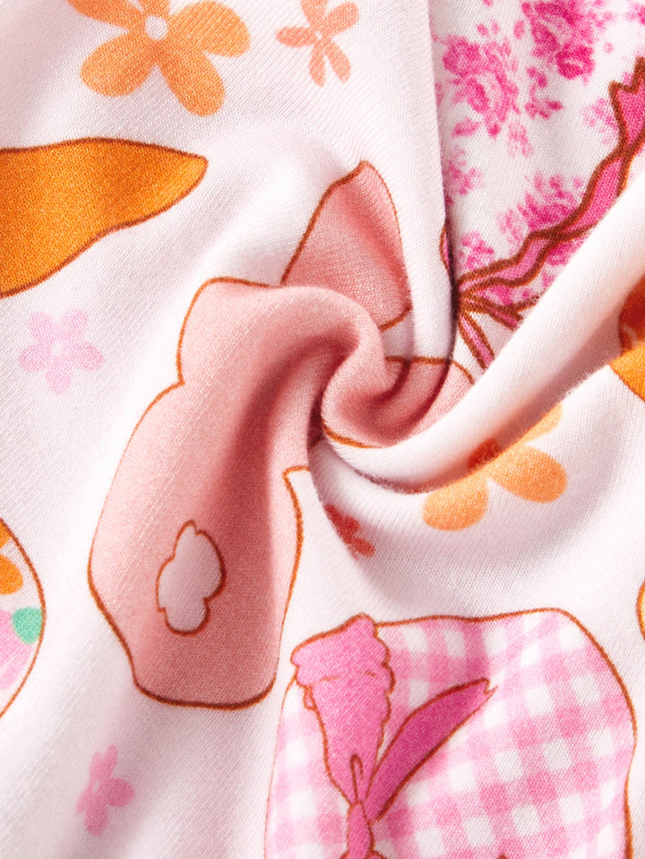 Footies Mitten Long - Sleeve Baby One - Piece Easter Eggs Bunny Double - Zipper - MOSSRIVER