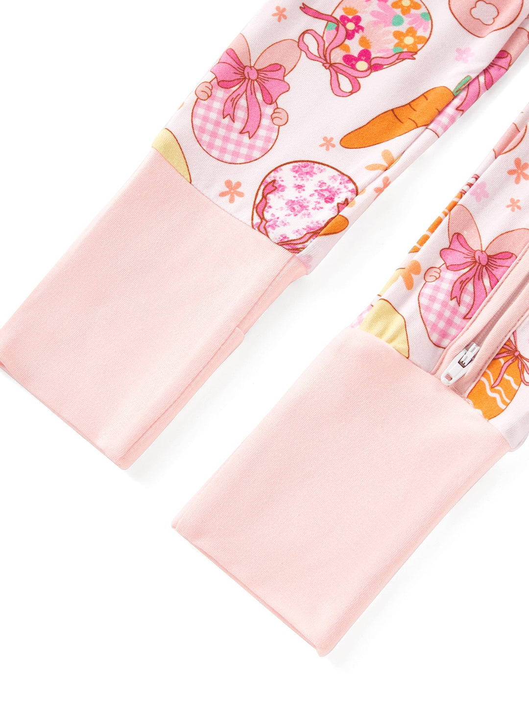 Footies Mitten Long - Sleeve Baby One - Piece Easter Eggs Bunny Double - Zipper - MOSSRIVER