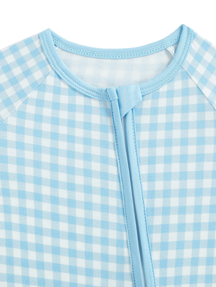 Footies Mitten Long - Sleeve Baby One - Piece Gingham - MOSSRIVER