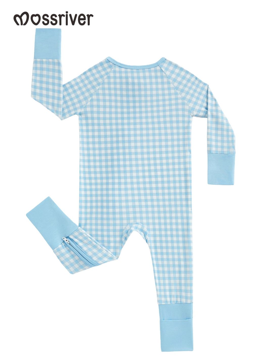 Footies Mitten Long - Sleeve Baby One - Piece Gingham - MOSSRIVER
