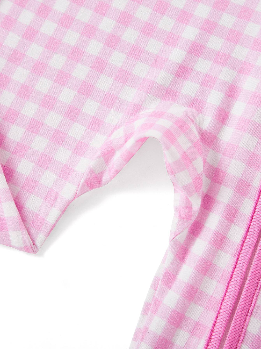 Footies Mitten Long - Sleeve Baby One - Piece Pink Gingham Double Zipper - MOSSRIVER