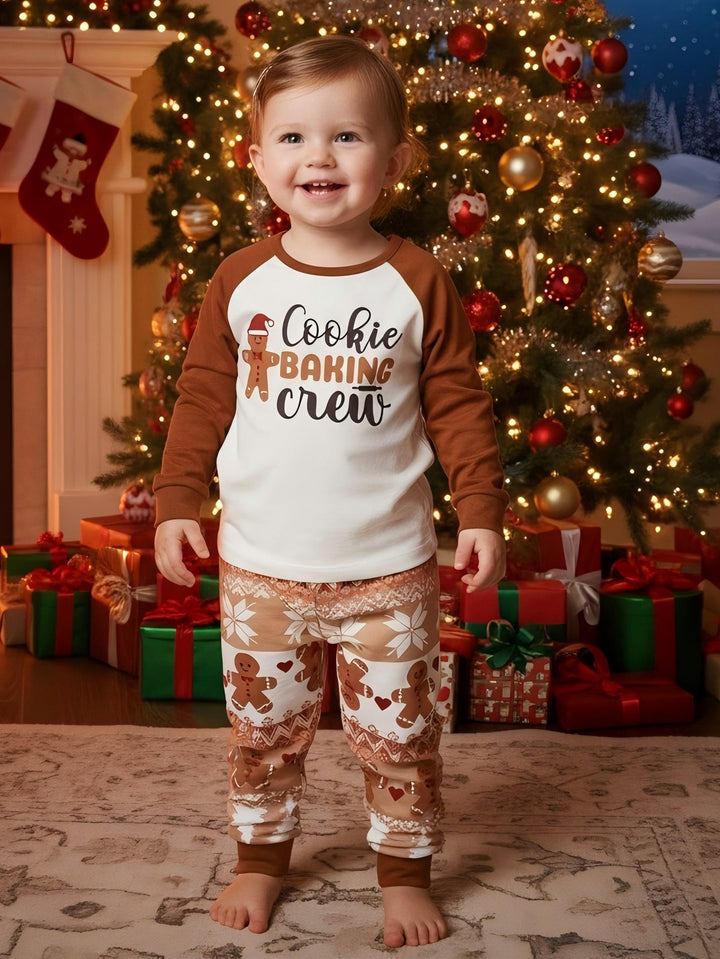 Gingerbread man Print Long - Sleeve Kid's Two - Piece - MOSSRIVER