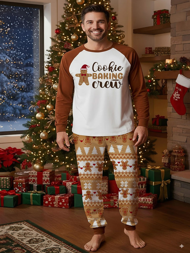 Gingerbread Print Long - Sleeve man's Pajama Set - MOSSRIVER