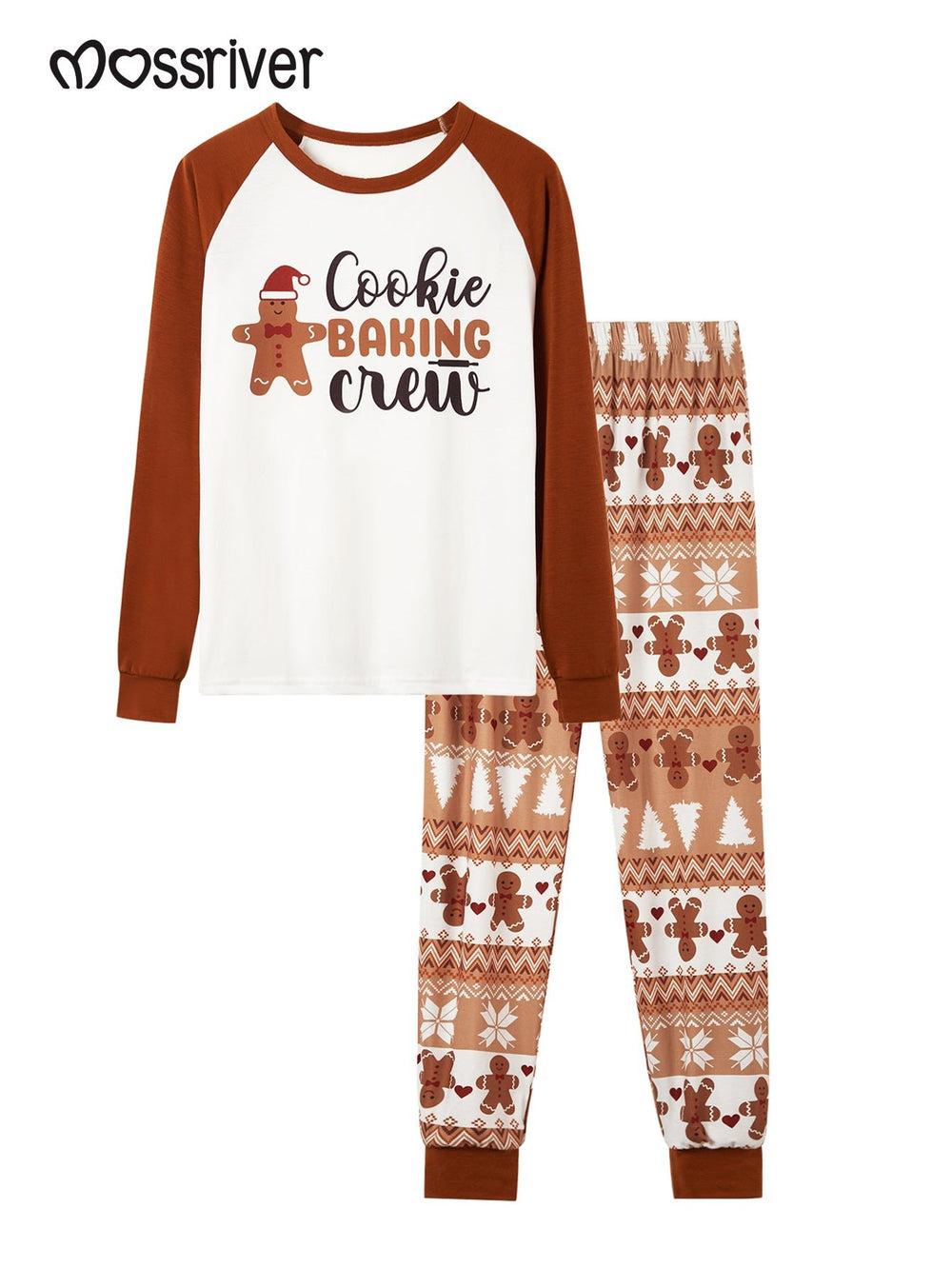 Gingerbread Print Long - Sleeve Women's Pajama Set - MOSSRIVER