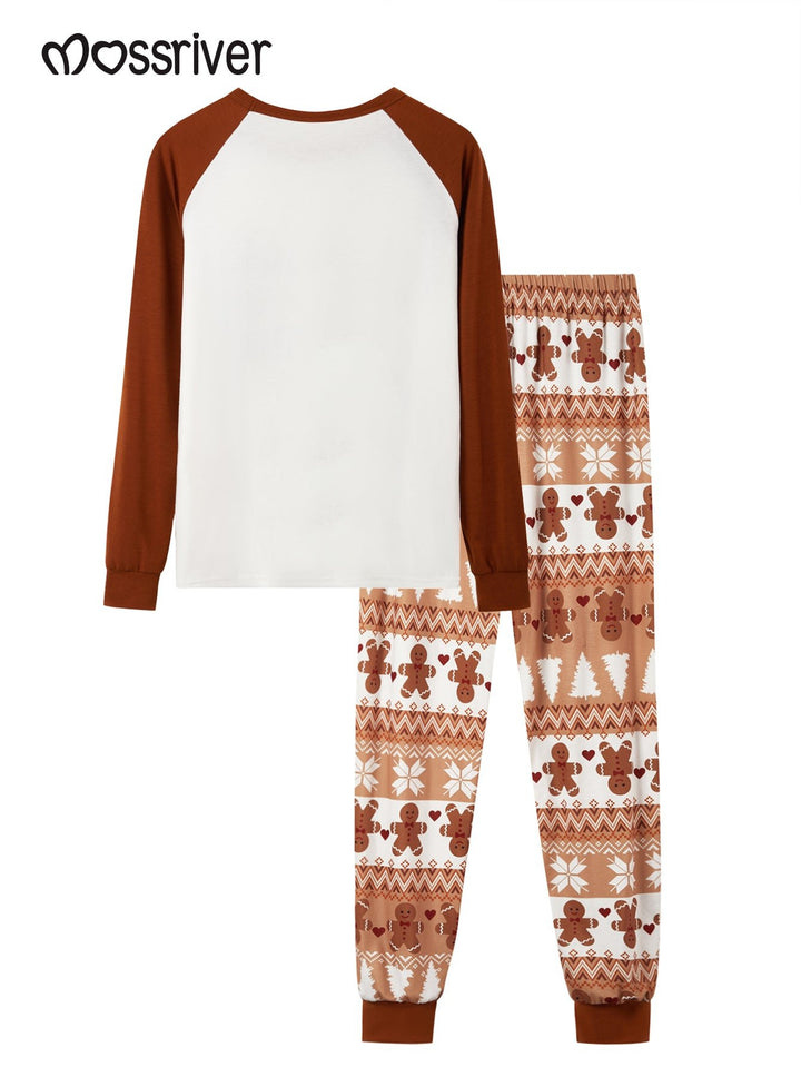 Gingerbread Print Long - Sleeve Women's Pajama Set - MOSSRIVER