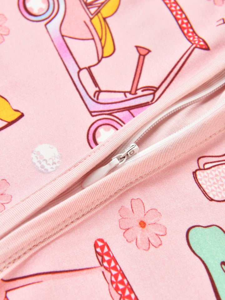 Golf Print Bamboo Baby One - Piece Long - Sleeve Footies Mitten Double - Zipper - MOSSRIVER