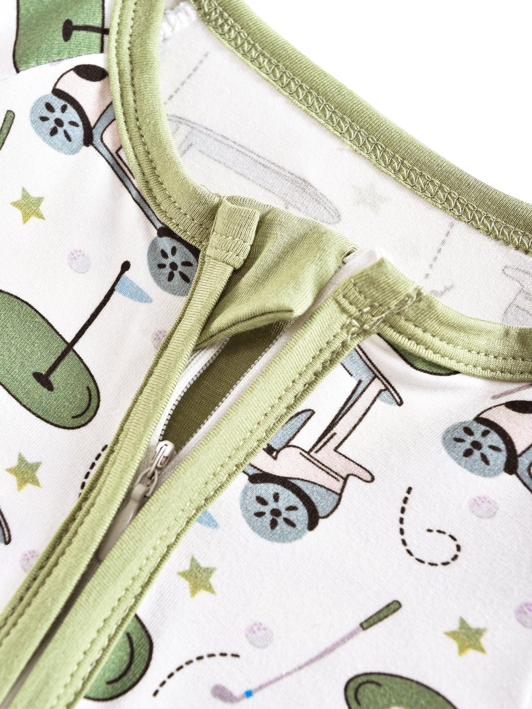Golf Print Bamboo Long - Sleeve Baby One - Piece Zipper - MOSSRIVER