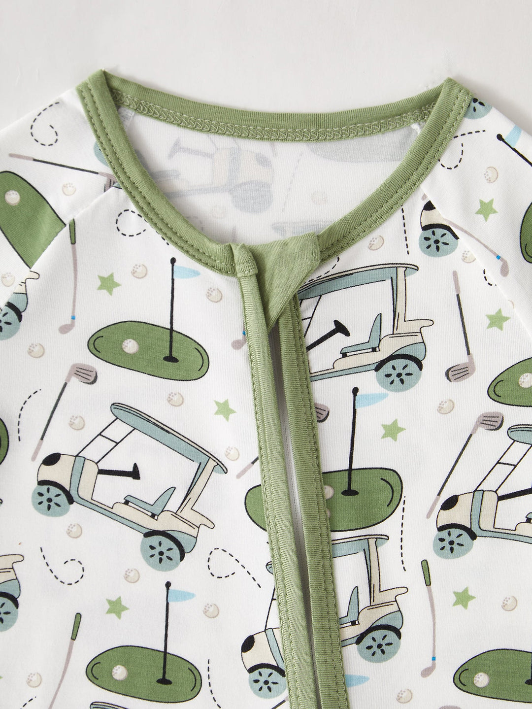 Golf Print Bamboo Long - Sleeve Baby One - Piece Zipper - MOSSRIVER