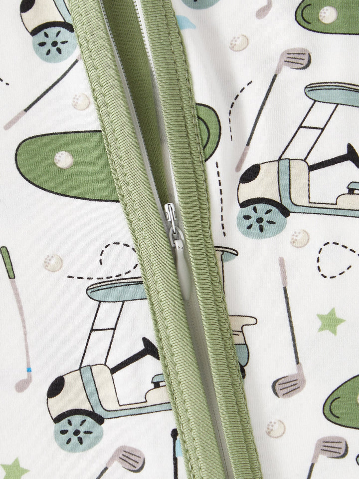 Golf Print Bamboo Long - Sleeve Baby One - Piece Zipper - MOSSRIVER