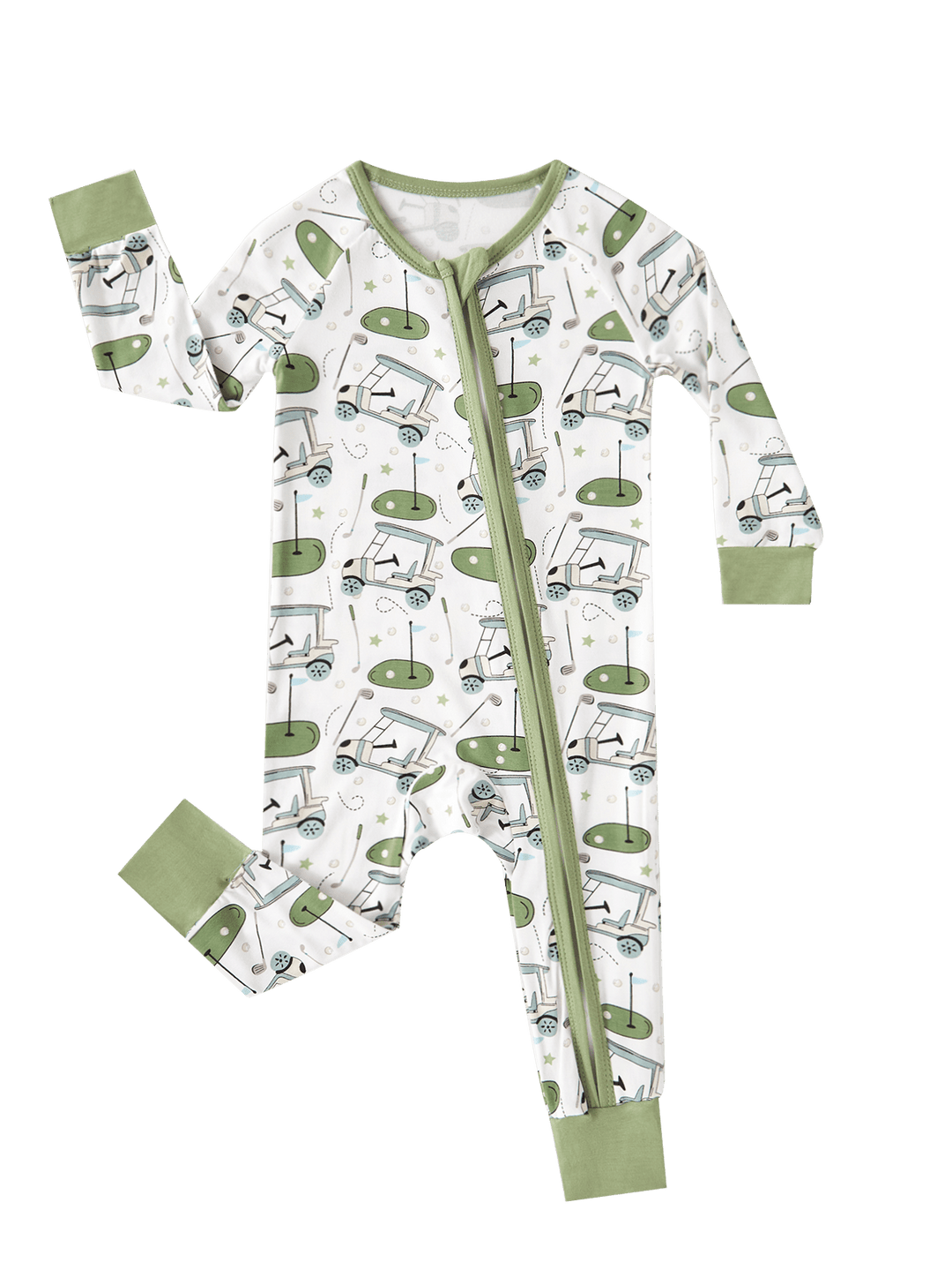 Golf Print Bamboo Long - Sleeve Baby One - Piece Zipper - MOSSRIVER