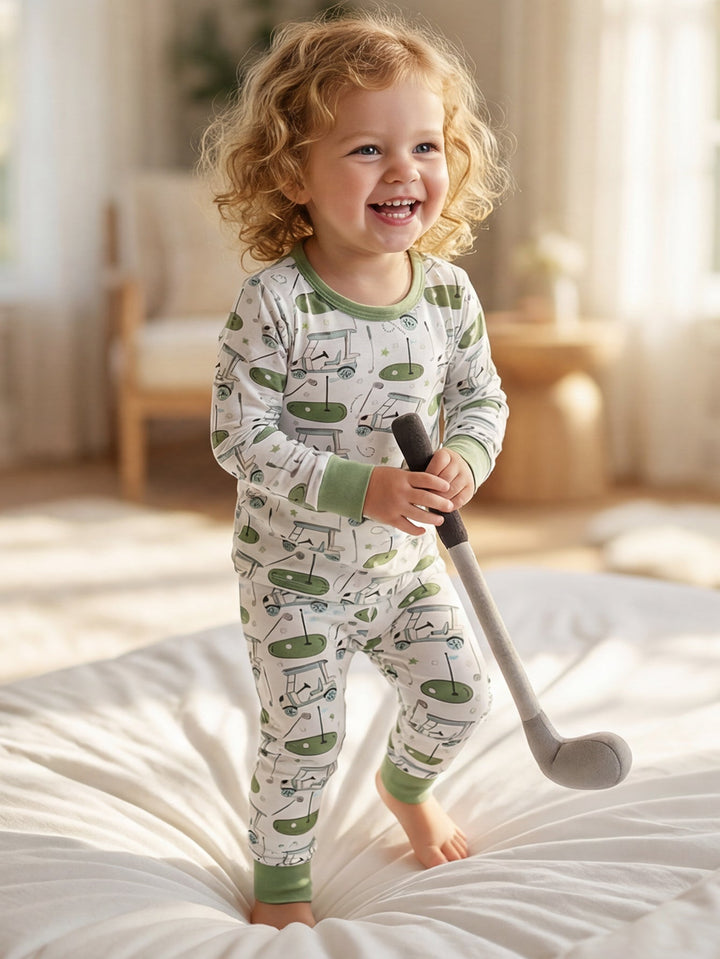 Golf Print Bamboo Long - Sleeve Baby Two - Piece - MOSSRIVER