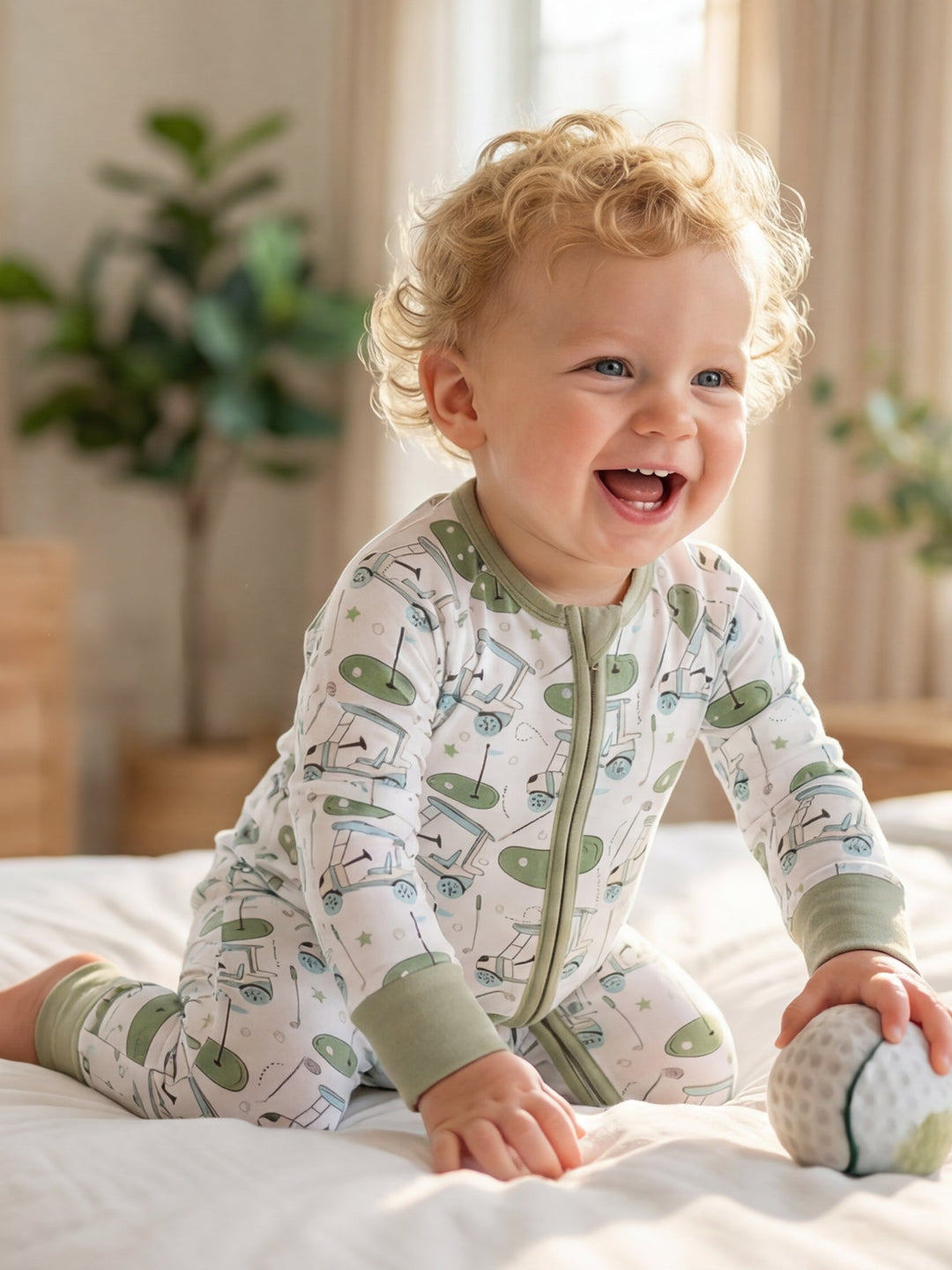 Golf Print Bamboo Long - Sleeve Baby Two - Piece - MOSSRIVER