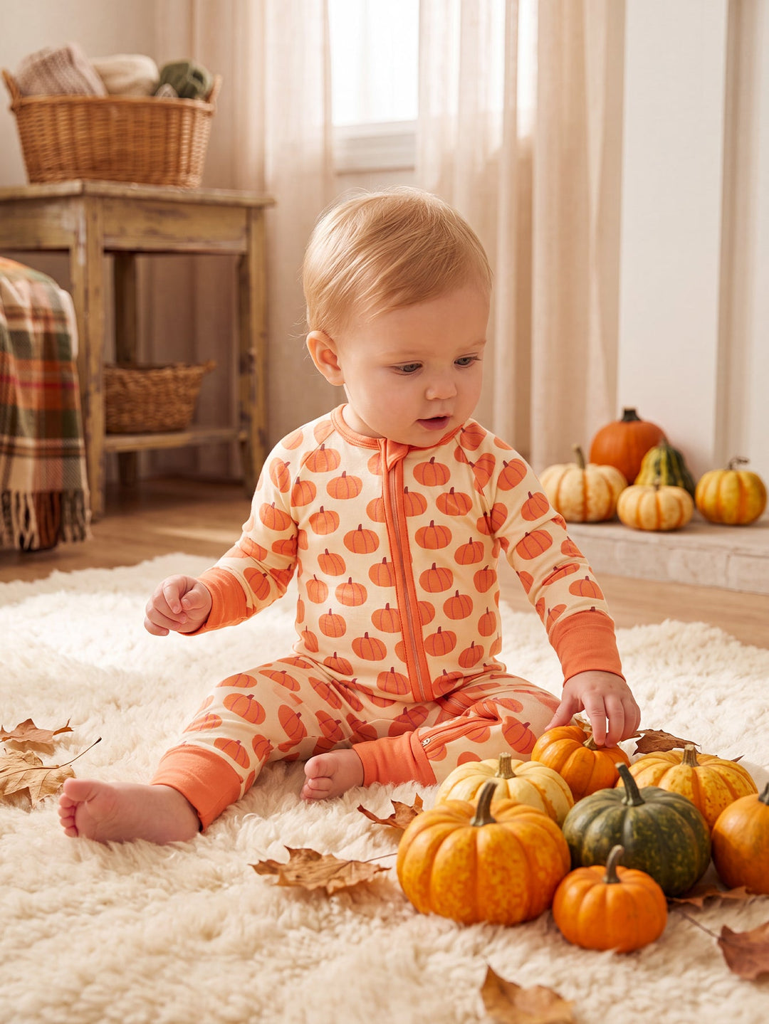Halloween Family Matching Pajamas | Allover Pumpkin Print Long Sleeve Set - MOSSRIVER