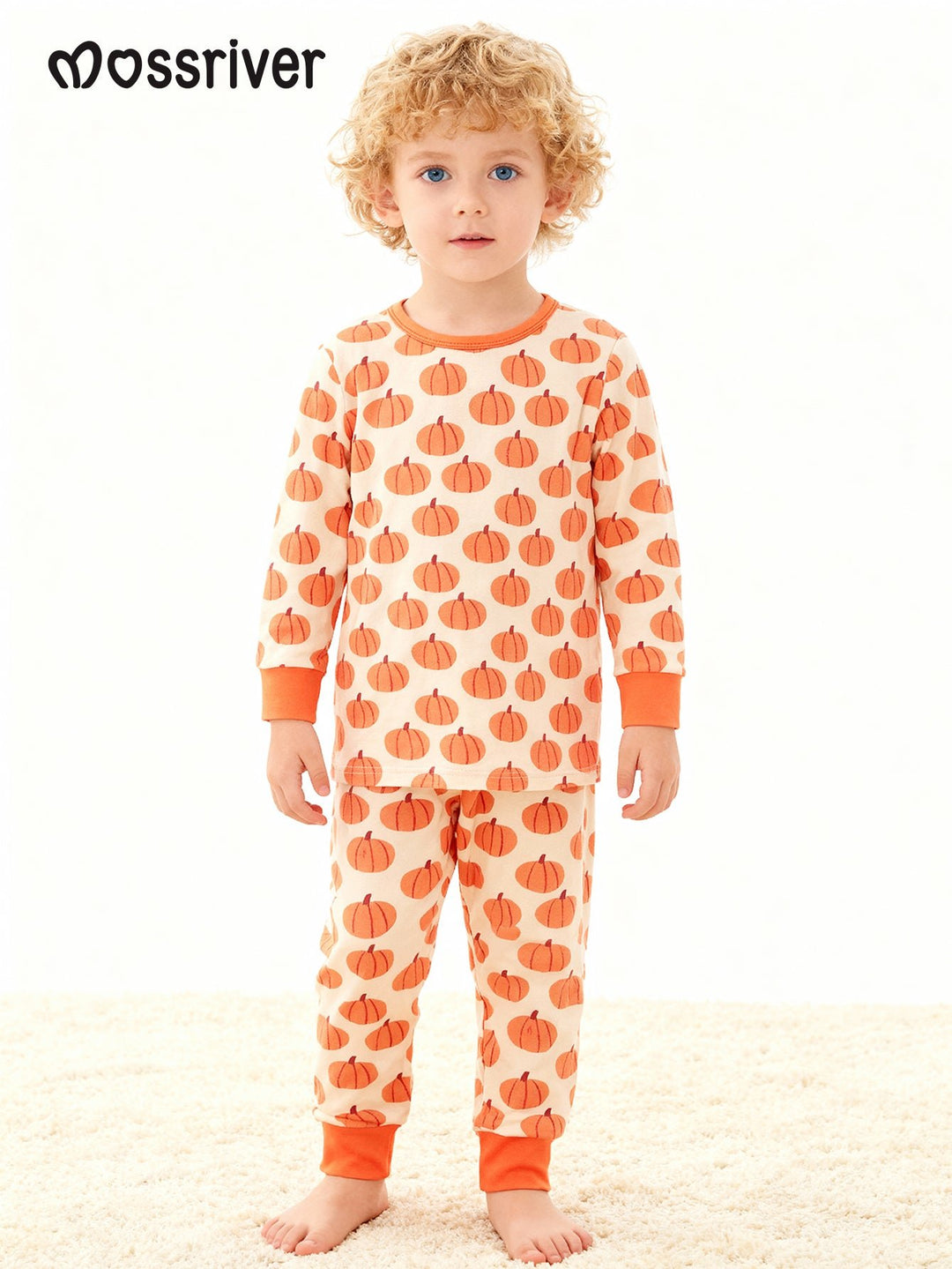 Halloween Family Matching Pajamas | Allover Pumpkin Print Long Sleeve Set - MOSSRIVER
