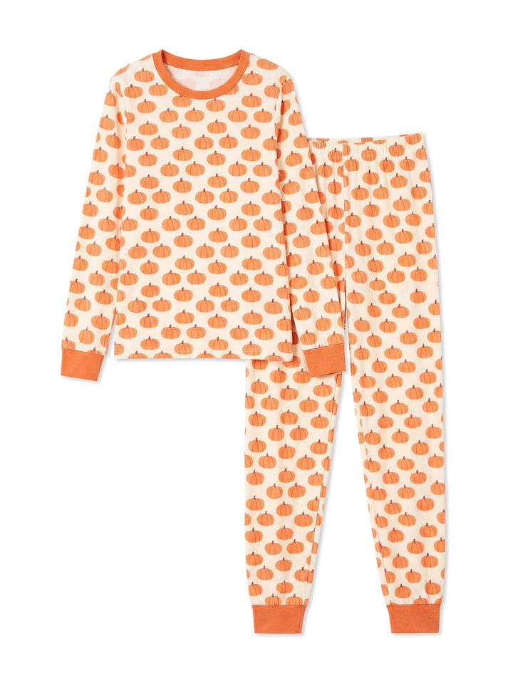 Halloween Family Matching Pajamas | Allover Pumpkin Print Long Sleeve Set - MOSSRIVER
