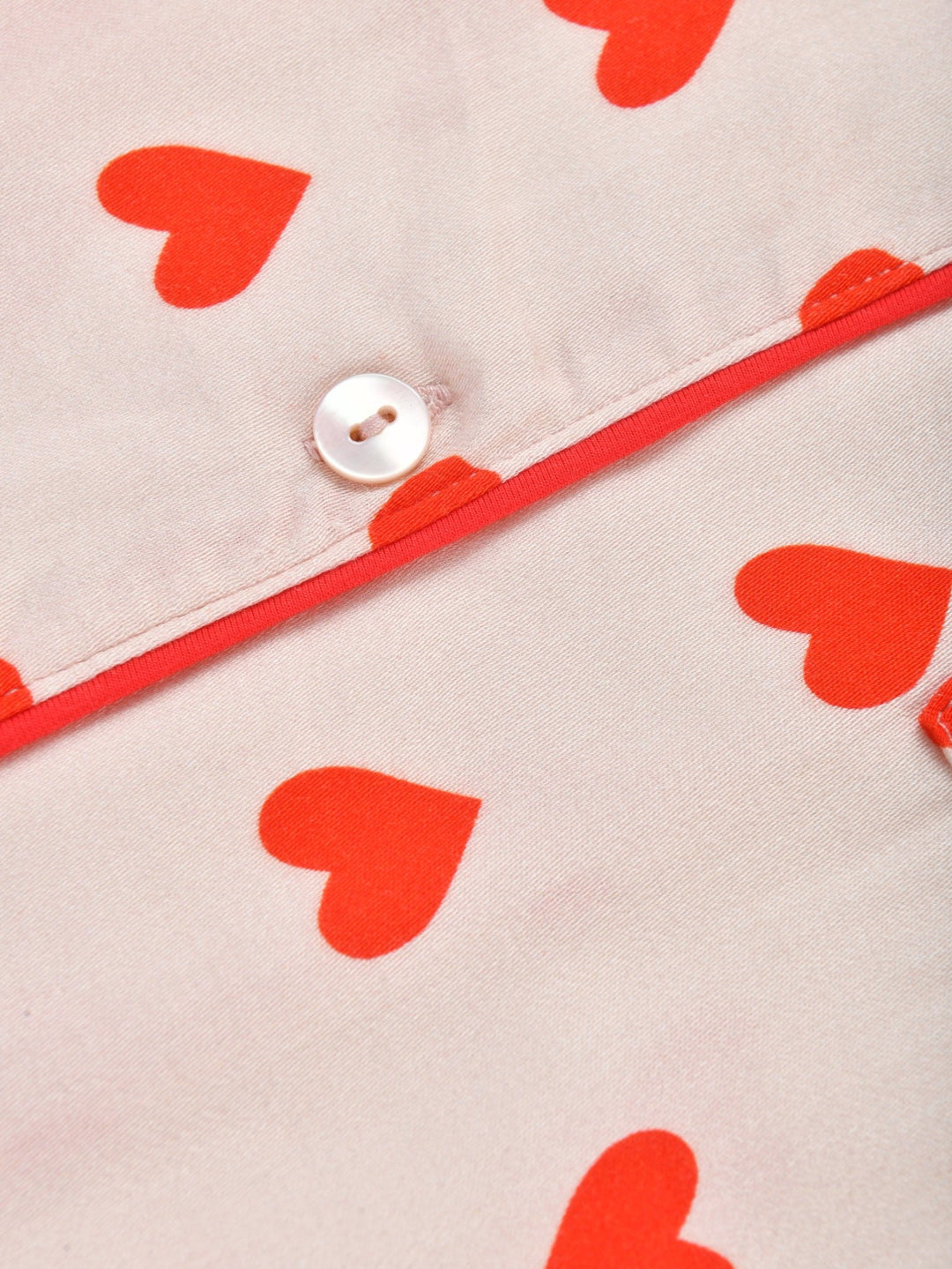 Heart Print Short - Sleeve Women's Pajama Set - MOSSRIVER