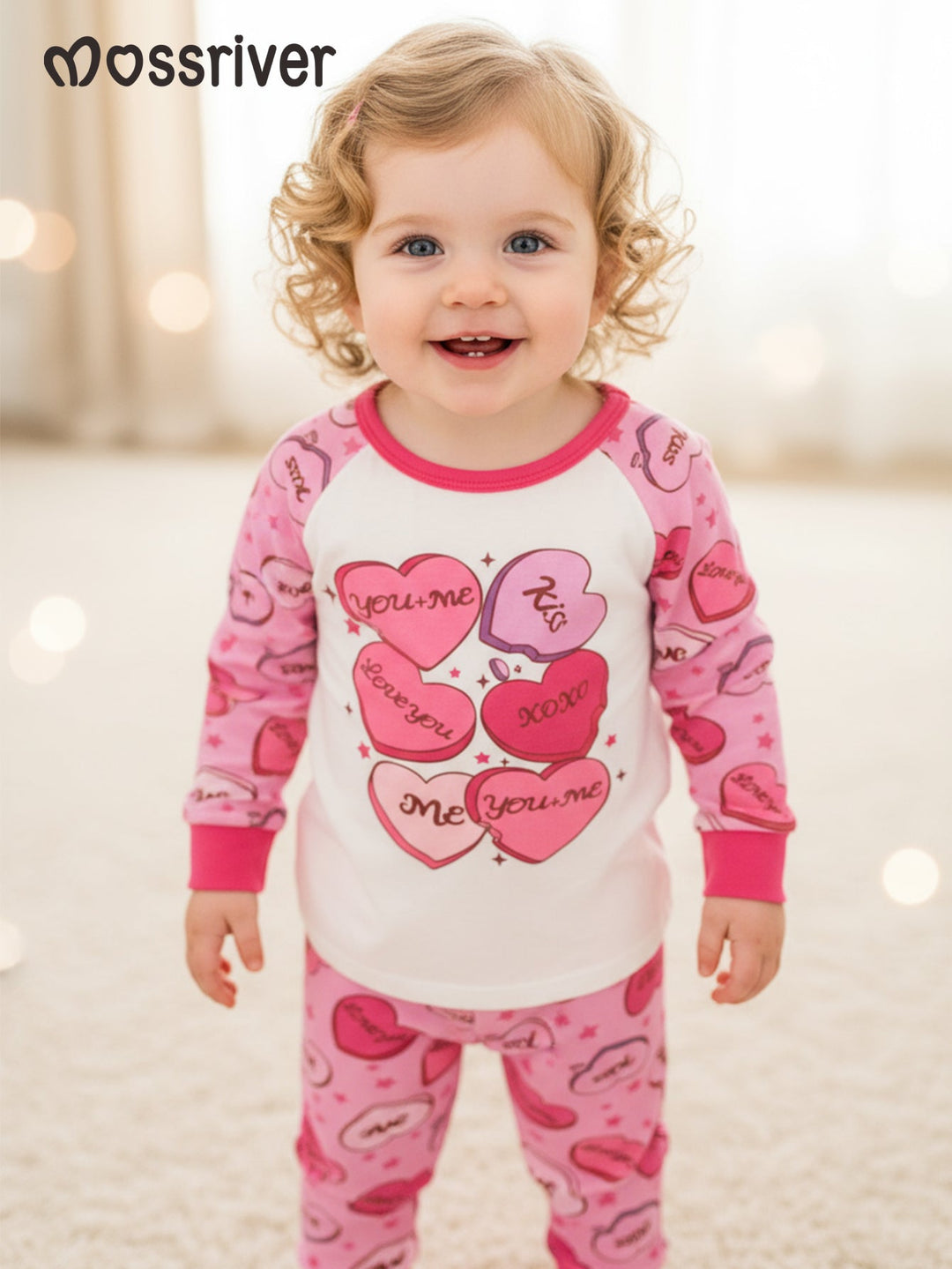 Hearts Print Bamboo Long - Sleeve Baby Pajamas - MOSSRIVER