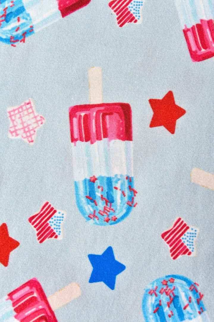 Kids Bamboo Pajama Set | Red White Blue Popsicle Stars Short Sleeve Sleepwear - MOSSRIVER
