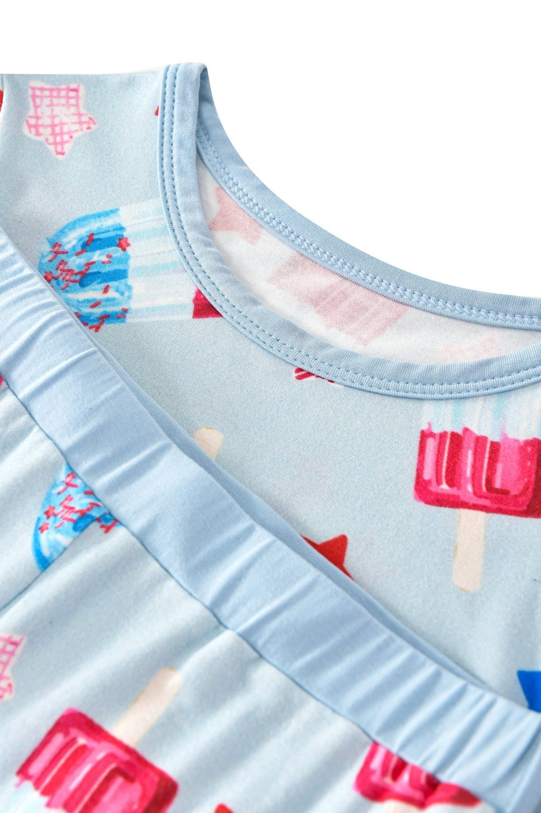 Kids Bamboo Pajama Set | Red White Blue Popsicle Stars Short Sleeve Sleepwear - MOSSRIVER