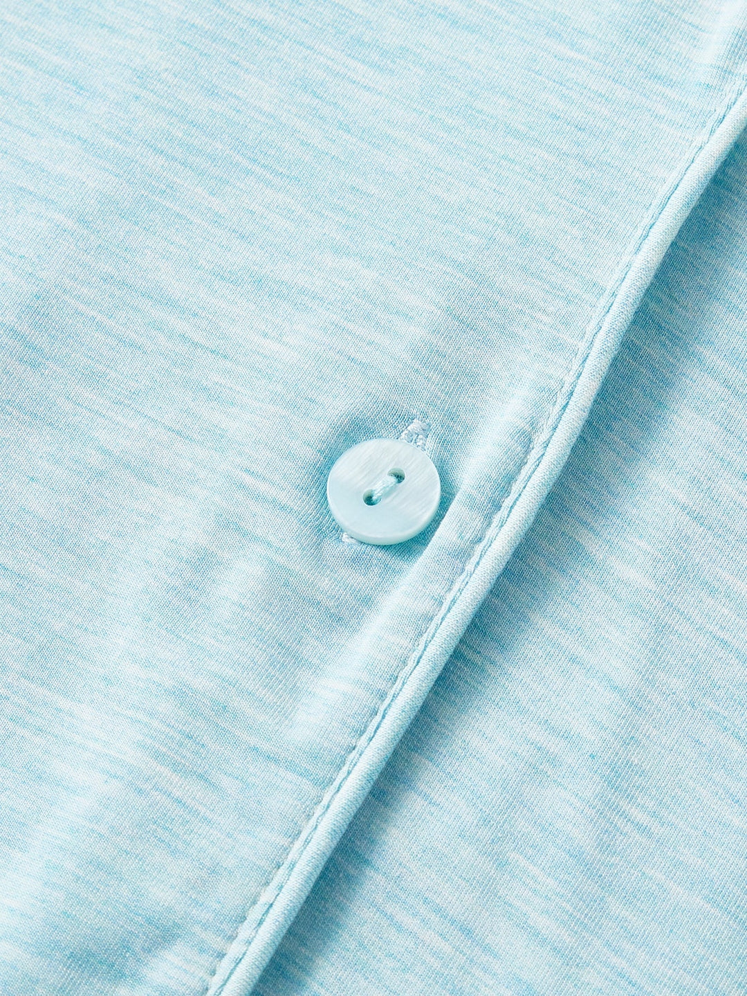 Light Blue Heathered Knit Short Sleeve Button - Down Pajama Set - MOSSRIVER