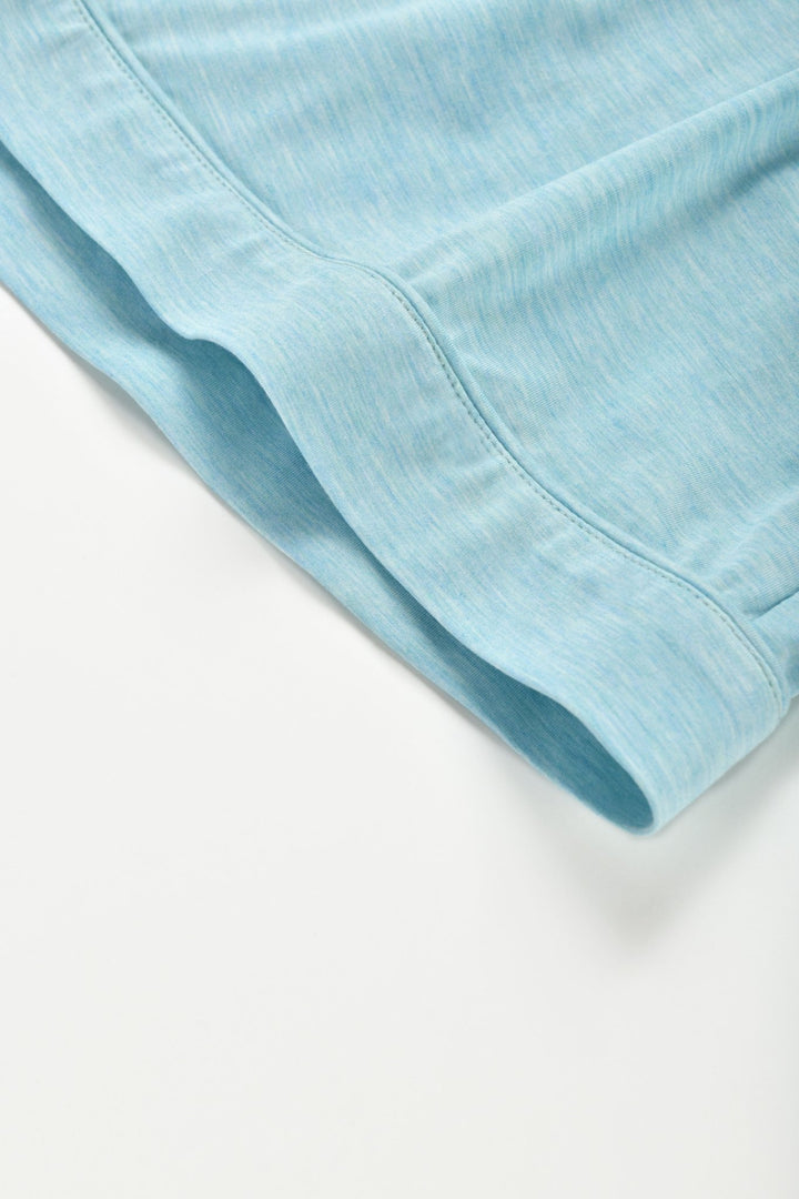 Light Blue Heathered Knit Short Sleeve Button - Down Pajama Set - MOSSRIVER